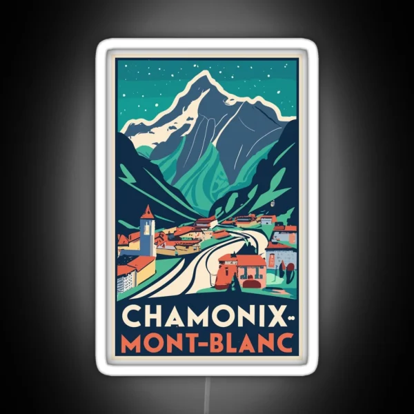 A Vintage Travel Art Of Chamonix Mont Blanc France RGB Neon Sign