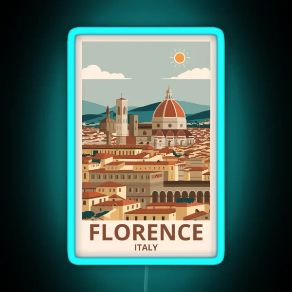 A Vintage Travel Art Of Florence Italy RGB Neon Sign