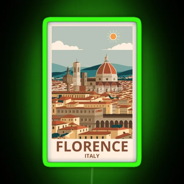A Vintage Travel Art Of Florence Italy RGB Neon Sign