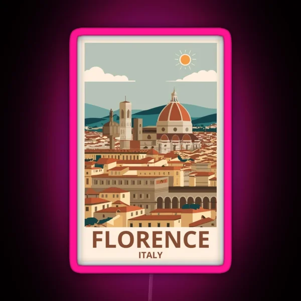 A Vintage Travel Art Of Florence Italy RGB Neon Sign