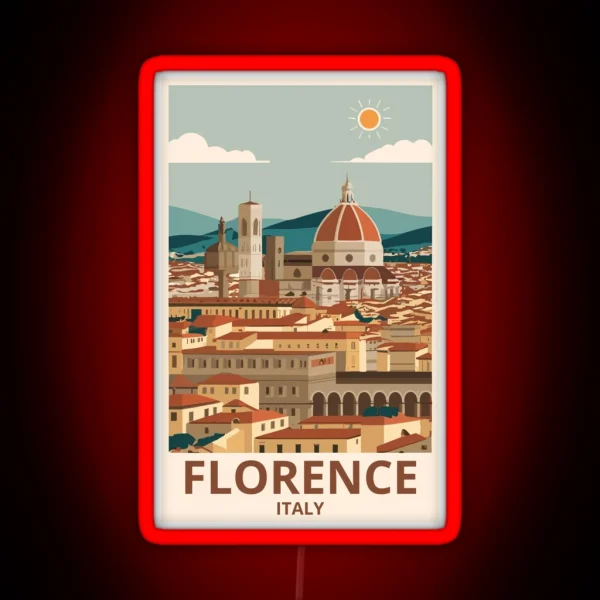 A Vintage Travel Art Of Florence Italy RGB Neon Sign