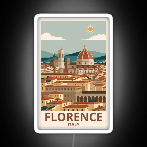 A Vintage Travel Art Of Florence Italy RGB Neon Sign