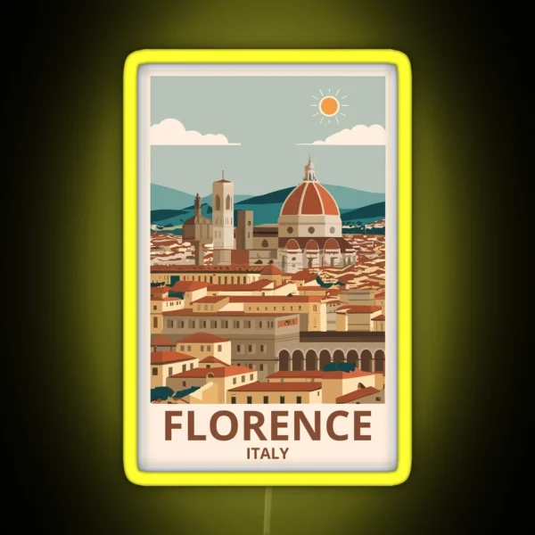 A Vintage Travel Art Of Florence Italy RGB Neon Sign