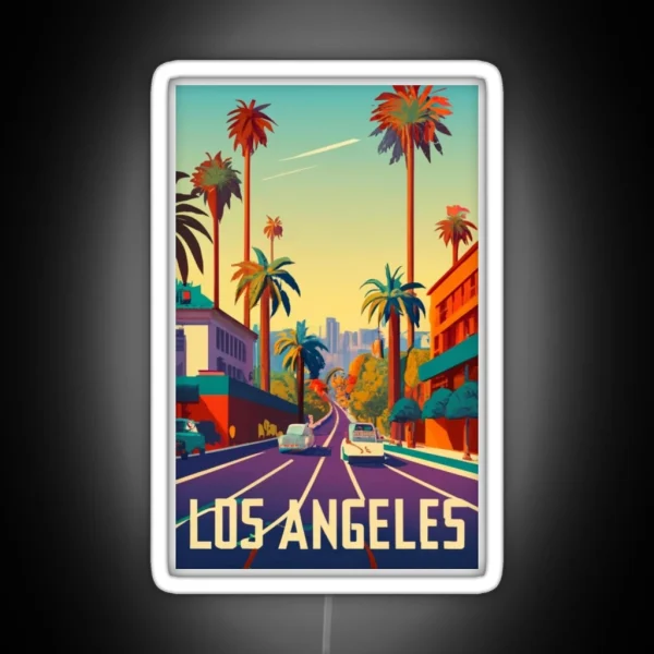 A Vintage Travel Art Of Los Angeles California US RGB Neon Sign