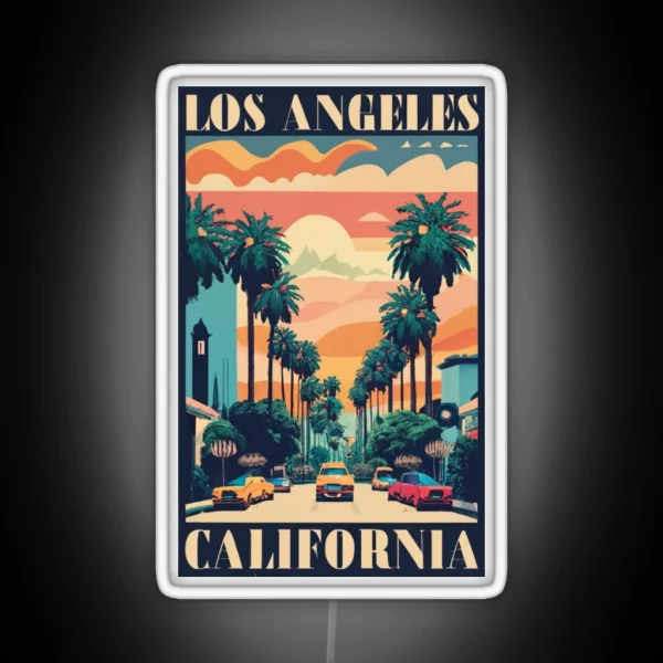 A Vintage Travel Art Of Los Angeles California US RGB Neon Sign