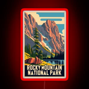 A Vintage Travel Art Of The Rocky Mountain National Park Colorado US RGB Neon Sign