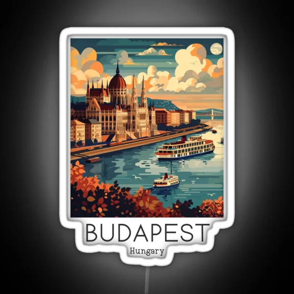 A Vintage Travel Illustration Of Budapest Hungary RGB Neon Sign