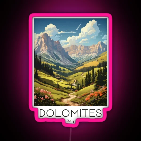 A Vintage Travel Illustration Of Dolomites Italy RGB Neon Sign