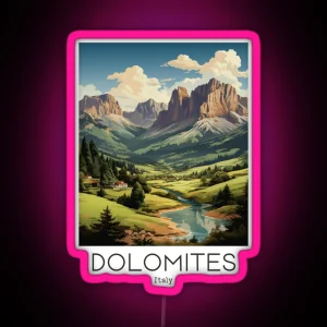 A Vintage Travel Illustration Of Dolomites Italy RGB Neon Sign