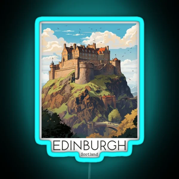 A Vintage Travel Illustration Of Edinburgh RGB Neon Sign