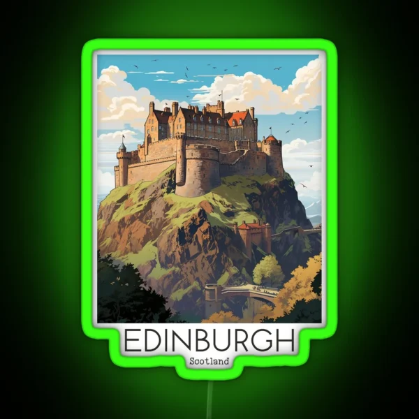 A Vintage Travel Illustration Of Edinburgh RGB Neon Sign