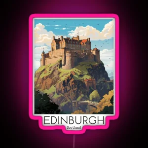 A Vintage Travel Illustration Of Edinburgh Scotland RGB Neon Sign