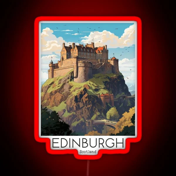 A Vintage Travel Illustration Of Edinburgh RGB Neon Sign