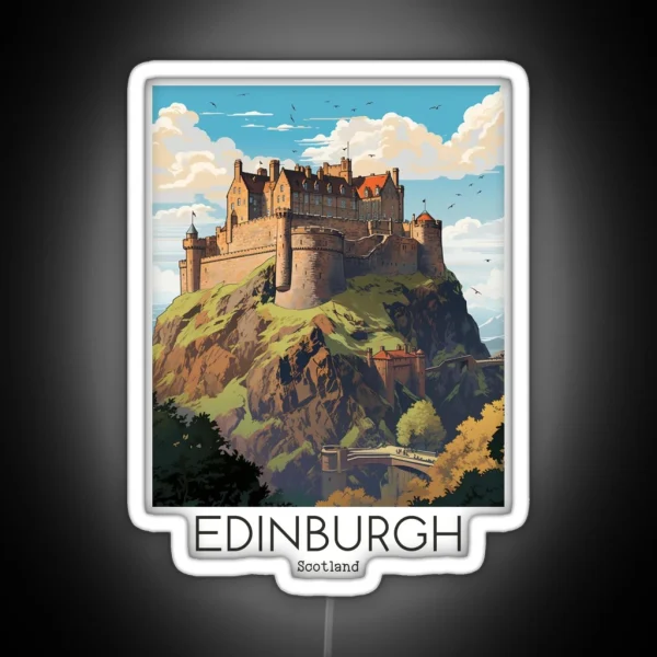 A Vintage Travel Illustration Of Edinburgh RGB Neon Sign