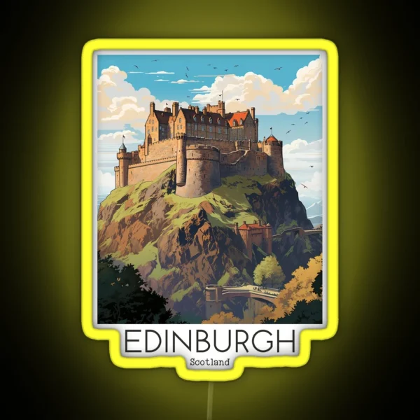 A Vintage Travel Illustration Of Edinburgh RGB Neon Sign
