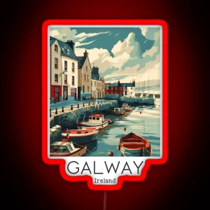 A Vintage Travel Illustration Of Galway Ireland RGB Neon Sign