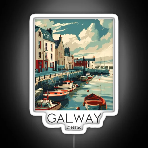 A Vintage Travel Illustration Of Galway Ireland RGB Neon Sign