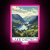 Vintage Lake District Travel Illustration Inspired RGB Colorful Neon Sign Artwork