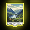 Whimsical vintage travel illustration style LED sign for Lake District England