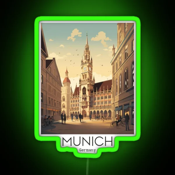 A Vintage Travel Illustration Of Munich RGB Neon Sign