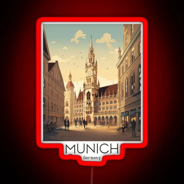 A Vintage Travel Illustration Of Munich RGB Neon Sign