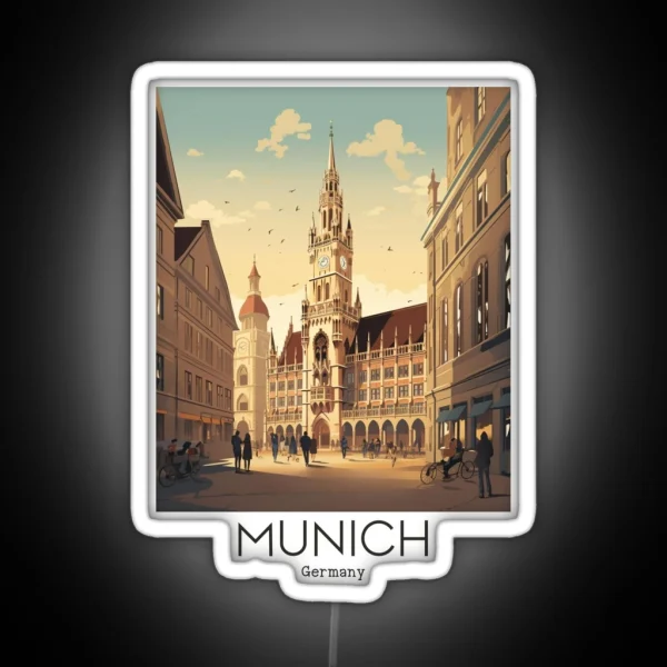 A Vintage Travel Illustration Of Munich RGB Neon Sign