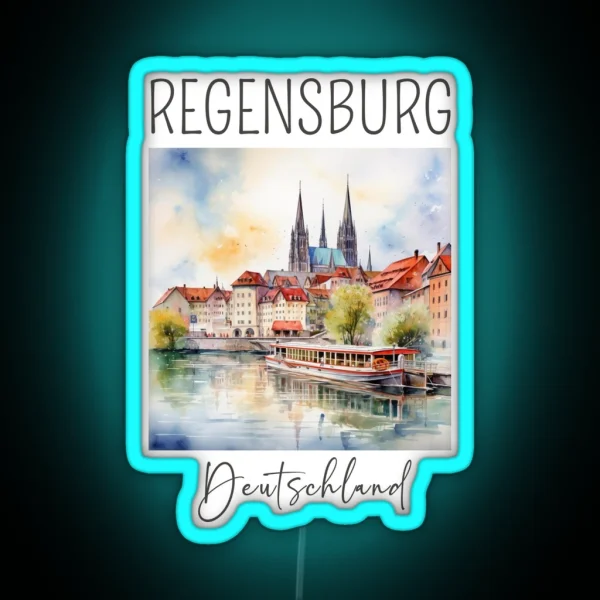 A Watercolor Design Of Regensburg Germany RGB Neon Sign