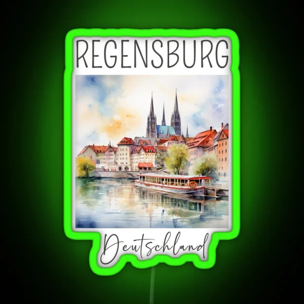 A Watercolor Design Of Regensburg Germany RGB Neon Sign
