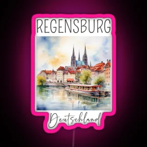 A Watercolor Design Of Regensburg Germany RGB Neon Sign