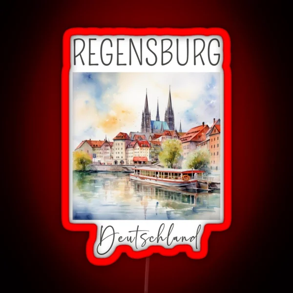 A Watercolor Design Of Regensburg Germany RGB Neon Sign