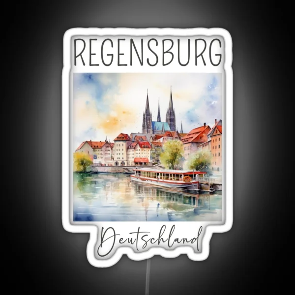 A Watercolor Design Of Regensburg Germany RGB Neon Sign
