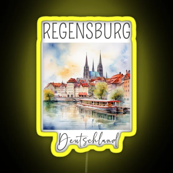A Watercolor Design Of Regensburg Germany RGB Neon Sign