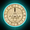 Mystical wheel guiding destiny with radiant, color-shifting prophecy light.