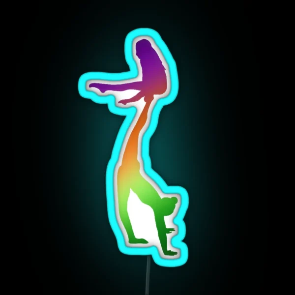 A Women S Pair Doing Straddle On Needle RGB Neon Sign