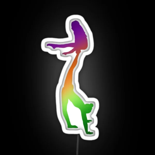 A Women S Pair Doing Straddle On Needle RGB Neon Sign