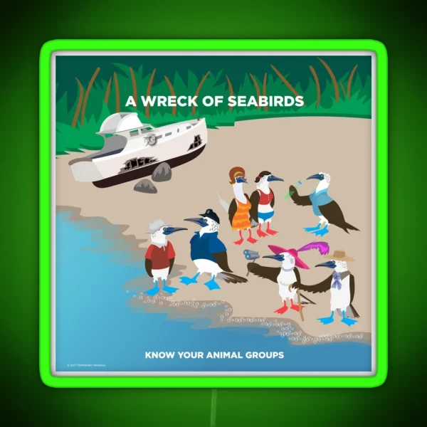 A Wreck Of Seabirds RGB Neon Sign