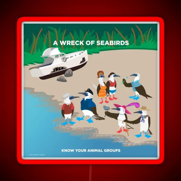 A Wreck Of Seabirds RGB Neon Sign