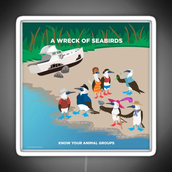 A Wreck Of Seabirds RGB Neon Sign