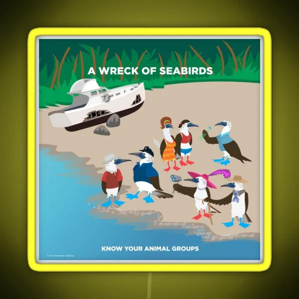 A Wreck Of Seabirds RGB Neon Sign
