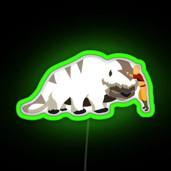 Aang Meets Appa No Background RGB Neon Sign