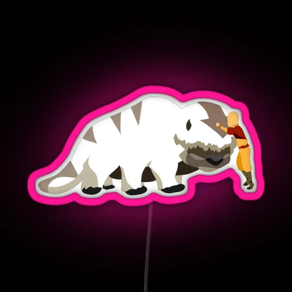 Aang Meets Appa No Background RGB Neon Sign
