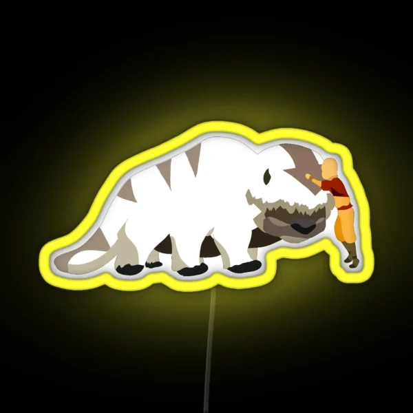 Aang Meets Appa No Background RGB Neon Sign