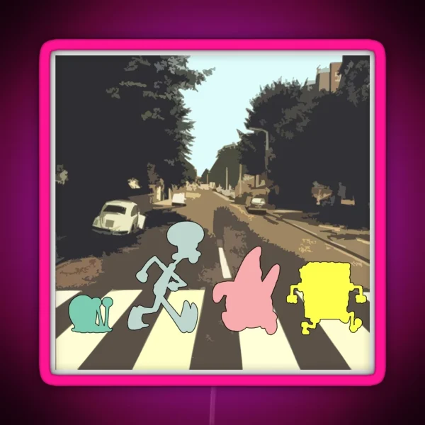 Abbey Road Spongebob Style RGB Neon Sign