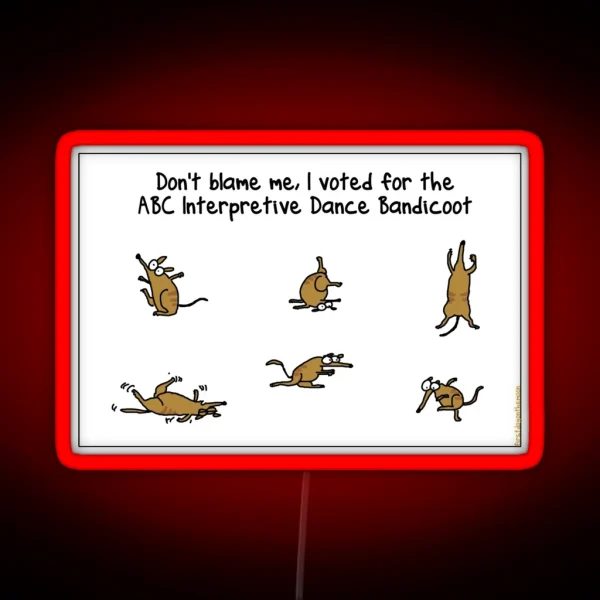 ABC Interpretive Dance Bandicoot RGB Neon Sign