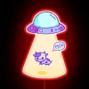 Eye-catching abduction warning sign in vibrant RGB neon lighting effect