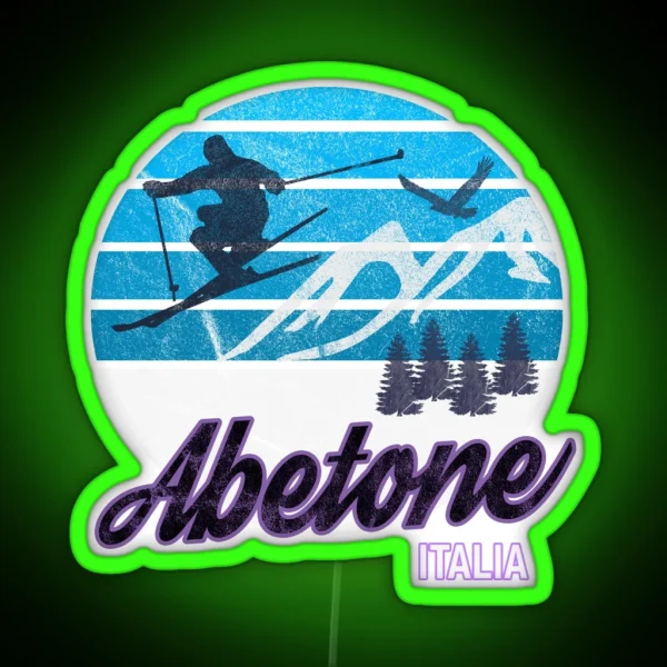 Abetone Tuscany Italy Italia Ski Resort Snowboarding Winter Skiing Wear Led Hoodies Sweaters And Jumpers RGB Neon Sign