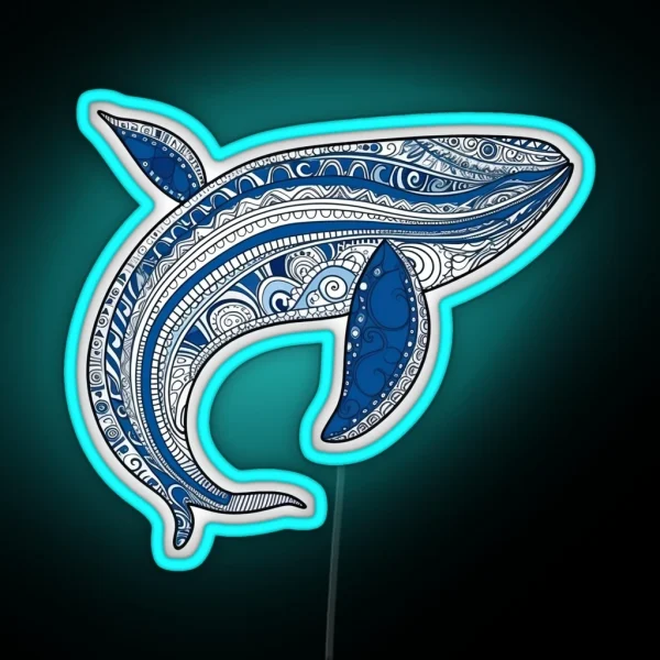 Aboriginal Art Blue Whale RGB Neon Sign