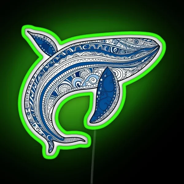 Aboriginal Art Blue Whale RGB Neon Sign