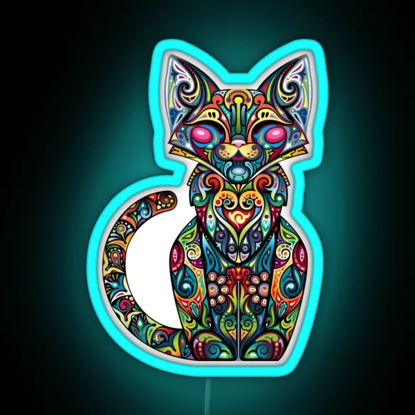 Abstract Art Cat RGB Neon Sign