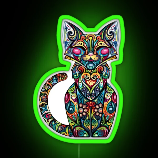 Abstract Art Cat RGB Neon Sign